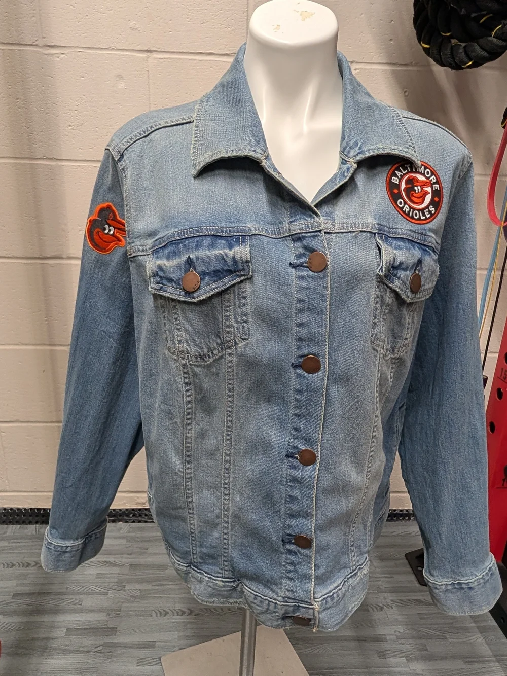 Baltimore Orioles Denim Jacket MLB Jean Coat Women 1X - Picture 2 of 7